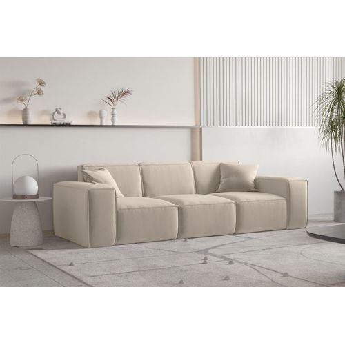 Sofa Designersofa CELES PREMIUM 3-Sitzer in Stoff Opera Velvet Beige