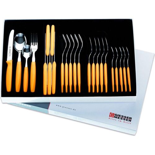 24er Besteckset Giesser Messer Gabel Esslöffel Teelöffel Tomatenmesser 11cm gelb