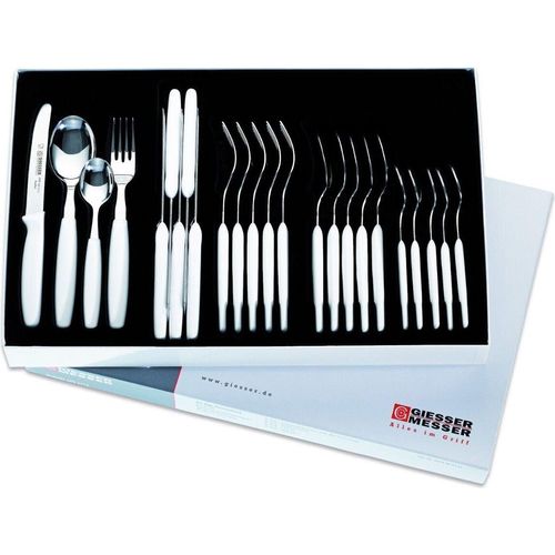 24er Besteckset Giesser Messer Gabel Esslöffel Teelöffel Tomatenmesser 11cm weiß