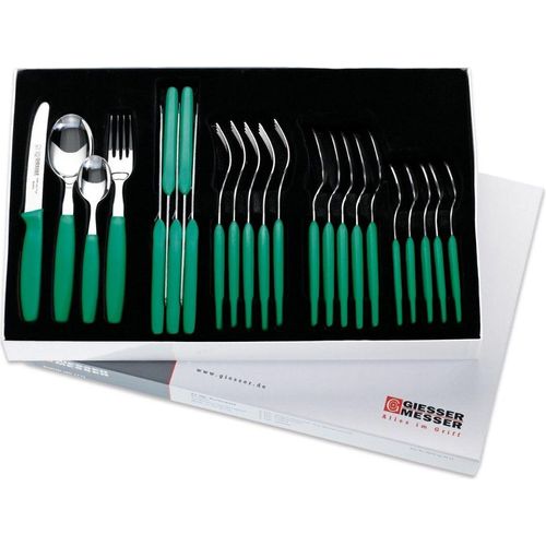 24er Besteckset Giesser Messer Gabel Esslöffel Teelöffel Tomatenmesser 11cm grün