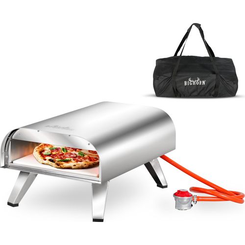 BIGHORN Gasgrill Gas pizza ofen mit 12inch Pizza Stein, Inkl. Schlauchregler und Abdeckung