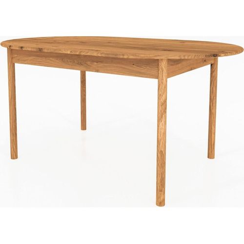 Tisch Zola oval aus Wildeiche massiv in 100x200 cm mit Holzbeinen