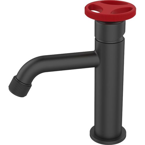 Waschtisch Mischbatterie Wasserhahn Industrielles Schwarze Ausführung Rot Griff