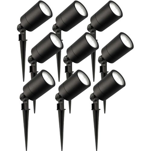Ledvion 9er Pack LED Gartenstrahler, Schwarz, IP65, 5W, 6500K, 2 Meter Kabel, LED-Strahler, LED-Gartenstrahler für Draußen