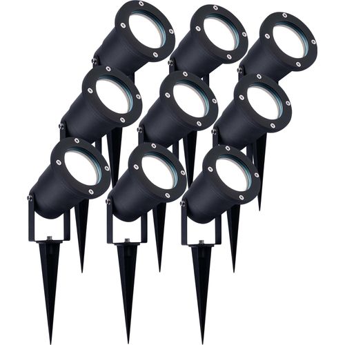 Ledvion 9er Pack LED Gartenstrahler, Aluminium, IP65, 5W, 6500K, 1 Meter Kabel, LED-Strahler, LED-Gartenstrahler für Draußen
