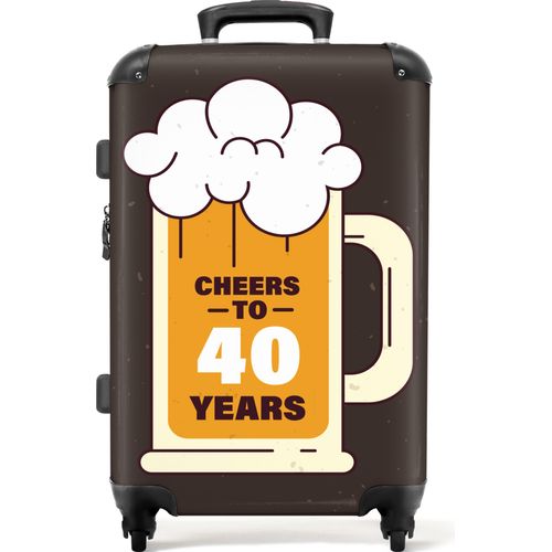 NoBoringSuitcases.com® Großer Koffer - Bier - 40 Jahre - Geburtstag - Vintage - Kombinationsschloss TSA - Hartschalen Trolley 4 Rollen - 72 liter - Reisekoffer - 66 cmKoffer Mittelgroß 67x43x25 cm, 72L,