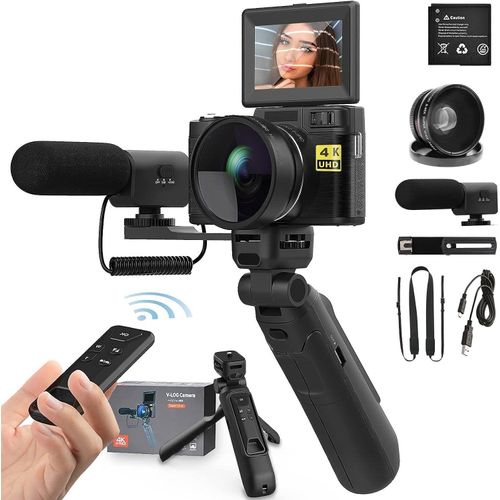 Digitalkamera 4K, 48MP Fotokamera mit 180° Flip 3.0