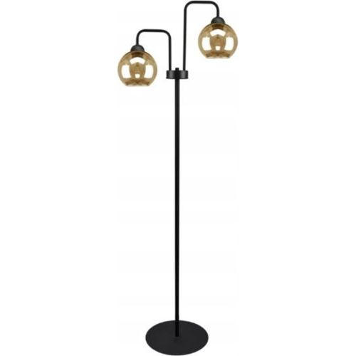 Stehleuchte mit 2 Lichtquellen, Glasschirme, LED, 2x E27