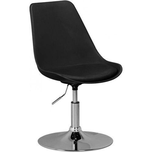 KORSIKA, Drehsessel Esszimmerstuhl Kunstleder-Sitzfläche in Schwarz, Drehstuhl ist höhenverstellbar, Drehhocker mit Rückenlehne , Besucherstuhl mit Schalensitz