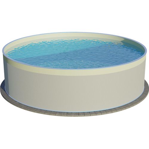 Stahlwandpool rund 450x120 cm, Stahl 0,4 mm weiß, Folie 0,3 mm sand, overlap