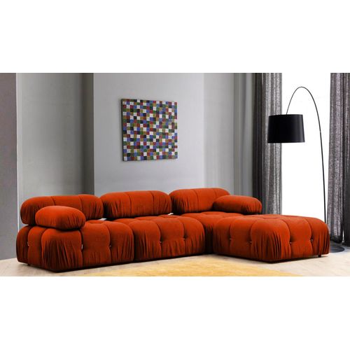 Hanah Home, Bubble Corner ( L1-O1-1R -Puf) - Tile Red, Ecksofa, BUCHENHOLZ / SPANPLATTEN, Fliese Rot, 288x190 x 95 x 75 cm