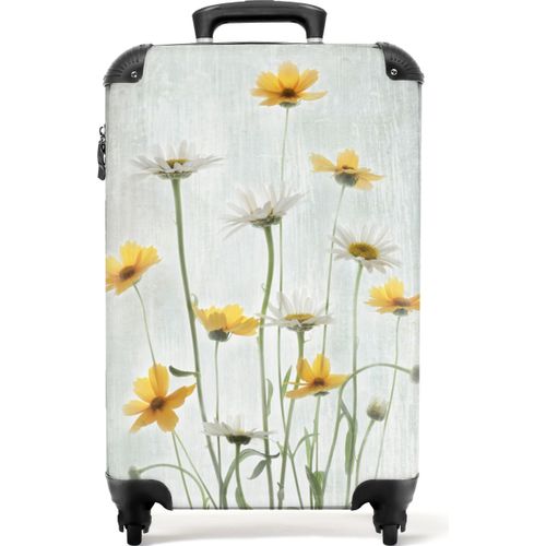 NoBoringSuitcases.com® Koffer Handgepäck Trolley Rollkoffer Kleine Reisekoffer mit 4 Rollen - Blumen - Gelb - Pflanzen - Stilleben - Cabin Size < 55x40x23 cm & 55x40x20 cm - Fotokoffer - Kabinenkoffer - BoardgepäckHandgepäck Koffer 55x35x20 cm, 36L,