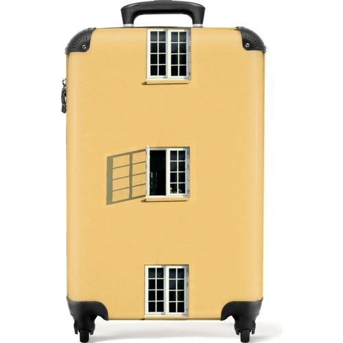 NoBoringSuitcases.com® Koffer Handgepäck Trolley Rollkoffer Kleine Reisekoffer mit 4 Rollen - Architektur - Fenster - Offen - Gelb - Cabin Size < 55x40x23 cm & 55x40x20 cm - Fotokoffer - Kabinenkoffer - BoardgepäckHandgepäck Koffer 55x35x20 cm, 36L,