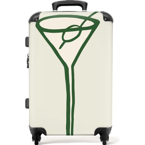 NoBoringSuitcases.com® Großer Koffer - Cocktail - Strohhalm - Glas - Grün - Kombinationsschloss TSA - Hartschalen Trolley 4 Rollen - 72 liter - Reisekoffer - 66 cmKoffer Mittelgroß 67x43x25 cm, 72L,