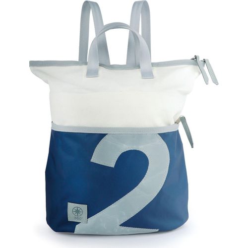 Rucksack Tasche Ketsch Mini, weiß-blau grau, recyceltes Segeltuch