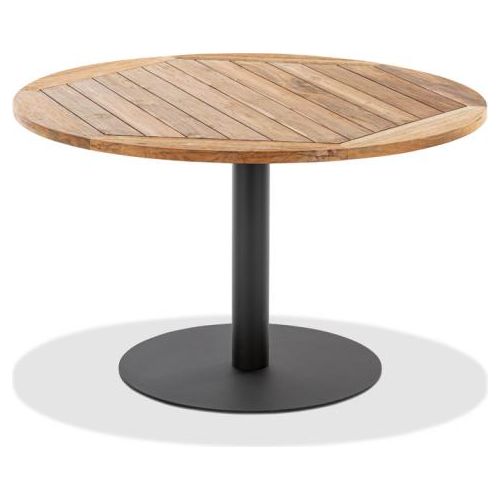 Gartentisch Bistrox 95 rund Tischplatte Teak Geölt Gestell Stahl in Anthrazit