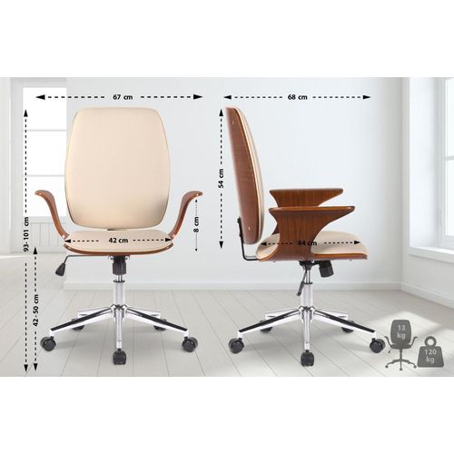 Bürostuhl Burbank Kunstleder walnuss/creme