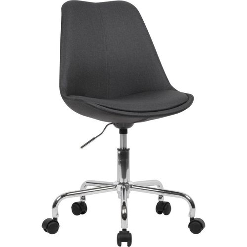 Schreibtischstuhl Schwarz Stoff, Design Drehstuhl mit Lehne, Arbeitsstuhl mit 110 kg Maximalbelastung, Schalenstuhl mit Rollen, Stuhl drehbar