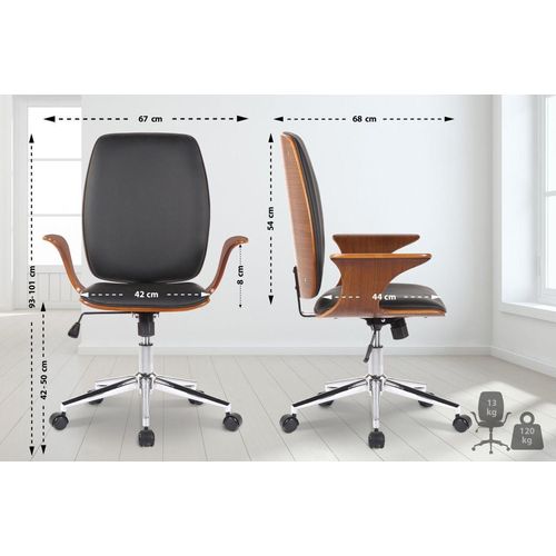 Bürostuhl Burbank Kunstleder walnuss/schwarz