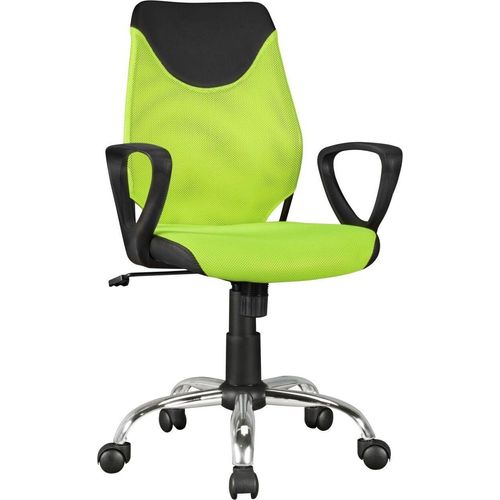 Kinder-Schreibtischstuhl TERNI Schwarz Limette für Kinder ab 6 mit Lehne, Kinder-Drehstuhl Kinder-Bürostuhl ergonomisch, Jugendstuhl höhenverstellbar