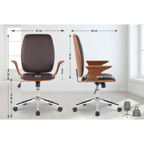Bürostuhl Burbank Kunstleder walnuss/braun