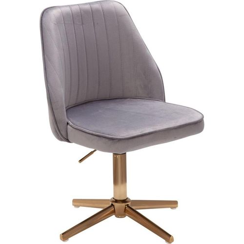 Schreibtischstuhl Grau Samt Design Drehstuhl mit Lehne, Schalenstuhl 120 kg Höhenverstellbar, Arbeitsstuhl ohne Rollen, Stuhl Schreibtisch Home-Office Drehbar