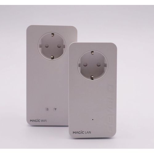 devolo Magic 2 WiFi 6 Starter Kit, WLAN Powerline Adapter -bis zu 2.400 Mbit/s, Mesh WLAN Steckdose, 2X Gigabit LAN, Access Point, dLAN 2.0, weiß