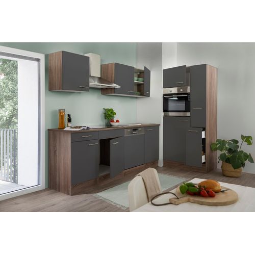 Küche Küchenzeile Leerblock Einbauküche Eiche York Grau Oliver 310 cm Respekta