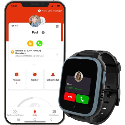 XGO3 Kinder-Smartwatch in Schwarz, Begleiter im Familienalltag mit GPS