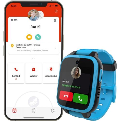 XGO3 Kinder-Smartwatch in Blau, Begleiter im Familienalltag mit GPS