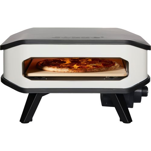 Cozze® Pizzaofen 13 elektrisch, inkl. Pizzastein / Hitzeschild, Backtemperatur bis 450°C, Grillfläche 34 x 34 cm, Gerätemaße 29 x 53 x 53 cm, 2200 W, 230 V, Stahl / Cordierit, weiß / anthrazit