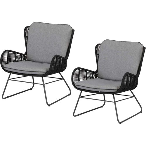 Exotan 'Grace' Outdoor Sessel mit Kissen, 2er Set, Anthrazit