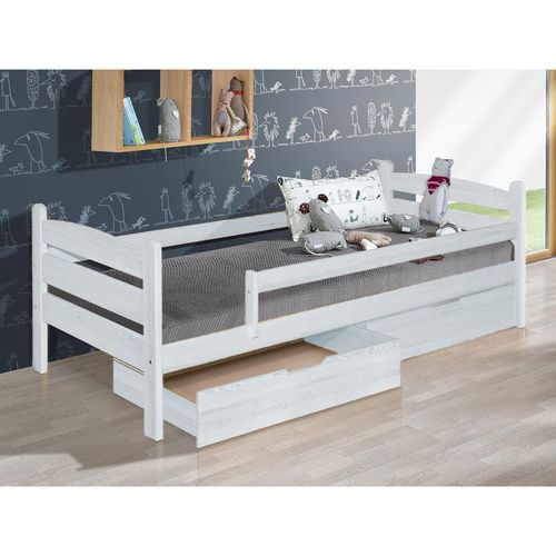 Kinderbett aus Massivholz 200x90cm MIT SCHUBLADEN - MARY (Farbloser ökologischer Lack)