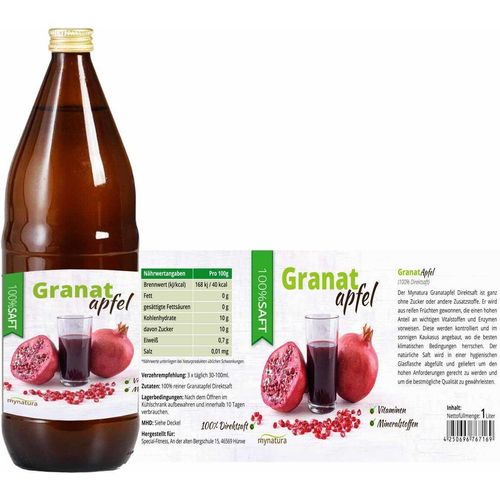 Mynatura Granatapfel Direktsaft, 100% Muttersaft 18 Flaschen