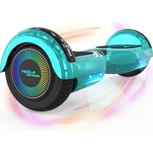MEGA MOTION Hoverboard,Elektro Scooter 6,5 LED E-Balance Scooter mit Motorbeleuchtung und Bluetooth chrome Grün E-Skateboard
