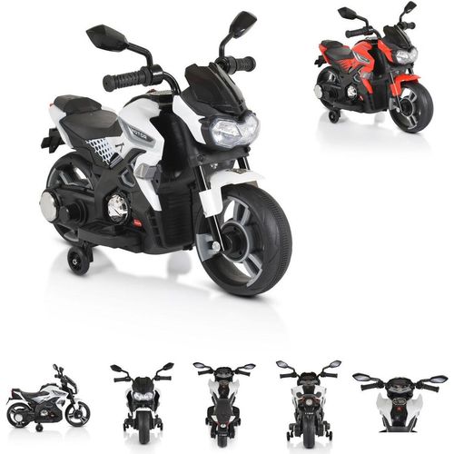 Moni Kinder Elektromotorrad Houston 1188F Musik, MP3, Scheinwerfer, Stützräder weiß