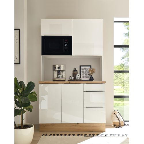 Küchen Buffet Marleen Premium 120 cm Weiß Artisan Eiche Respekta