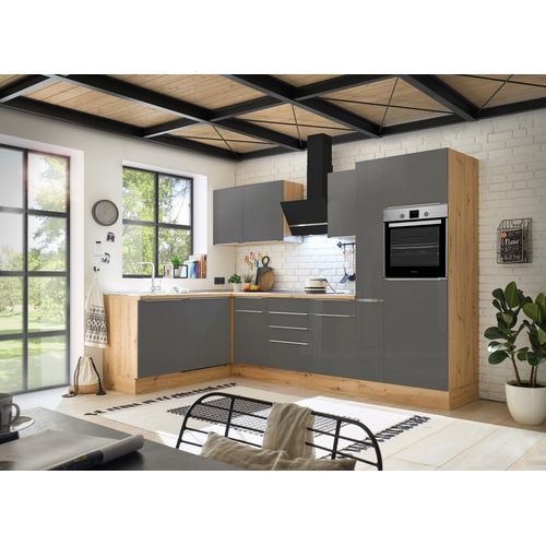 Küche Küchenzeile Winkelküche Marleen Premium 310 cm Grau Artisan Eiche Respekta