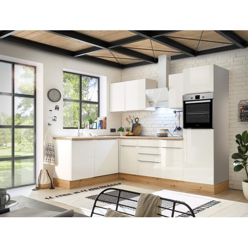 Küche Küchenzeile Winkelküche Marleen Premium 280 cm Weiß Artisan Eiche Respekta