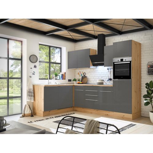 Küche Küchenzeile Winkelküche Marleen Premium 280 cm Grau Artisan Eiche Respekta