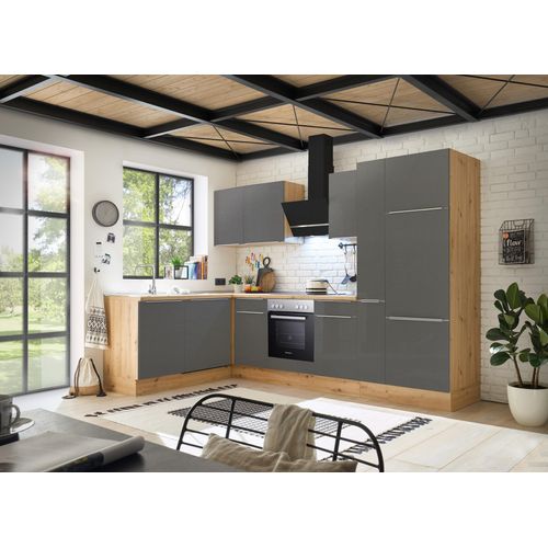 Küche Küchenzeile Winkelküche Marleen Premium 310 cm Grau Artisan Eiche Respekta