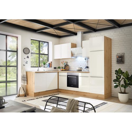 Küche Küchenzeile Winkelküche Marleen Premium 280 cm Weiß Artisan Eiche Respekta