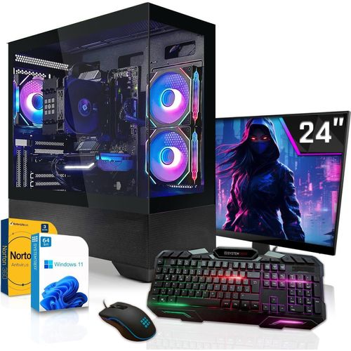 SYSTEMTREFF Gamer PC-Set - Ryzen 5 9600 - Nvidia GeForce RTX 5070 12GB - 32GB DDR5 - 1TB NVMe - 24 Zoll Monitor - Windows 11 Pro - Desktop
