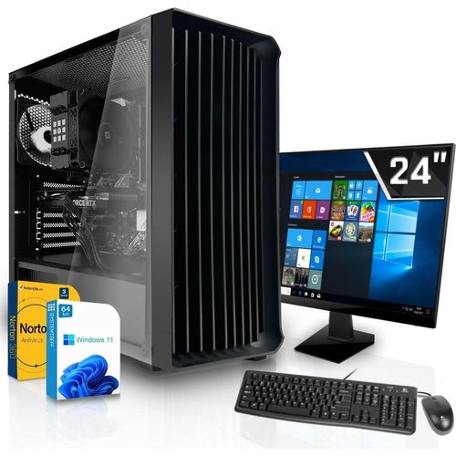 SYSTEMTREFF Office / Home Komplett-System - Ryzen 5 5600 - Nvidia GeForce GT 1030 - 16GB DDR4 - 512GB NVMe - 24 Zoll Monitor - Desktop PC