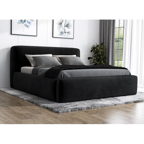 Polsterbett BLUM 140x200 plus Matratze und Bettkasten. Farbe: Schwarz.