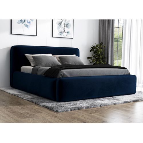 Polsterbett BLUM 140x200 plus Matratze und Bettkasten. Farbe: Blau.