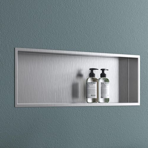 doporro Wandnische Bad Silber 30 x 90cm | Duschablage befliesbar aus Edelstahl | Duschregal Unterputz-Montage