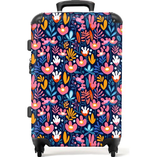 NoBoringSuitcases.com® Großer Koffer - Blumen - Pflanzen - Muster - Botanisch - Kombinationsschloss TSA - Hartschalen Trolley 4 Rollen - 72 liter - Reisekoffer - 66 cmKoffer Mittelgroß 67x43x25 cm, 72L,