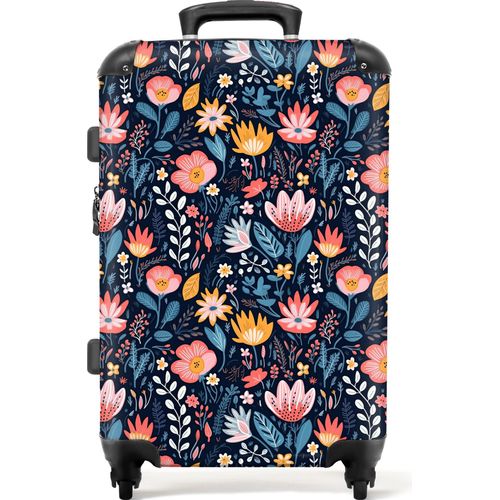 NoBoringSuitcases.com® Großer Koffer - Blumen - Muster - Pflanzen - Botanisch - Kombinationsschloss TSA - Hartschalen Trolley 4 Rollen - 72 liter - Reisekoffer - 66 cmKoffer Mittelgroß 67x43x25 cm, 72L,