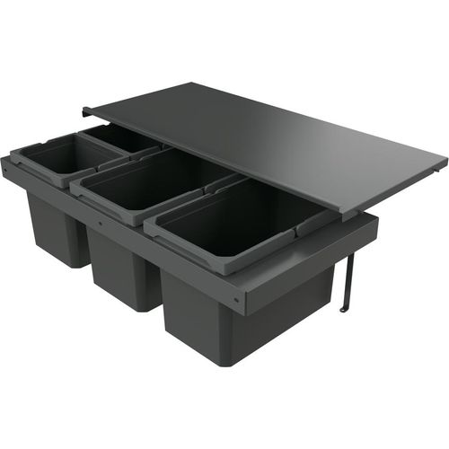 Naber 8013397 Abfallsammler Cox Stand-UP® 280 S/900-4 ohne Biodeckel, anthrazit, 46 (2x16/2x7) Liter / 90 cm Schrankbreite